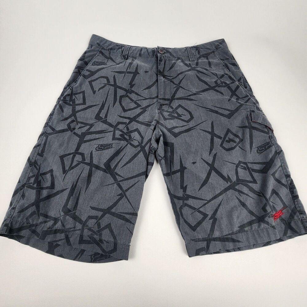 Fox Racing Gray Graphic Walk Shorts Men's 34 Casual Hybrid 11 Inseam